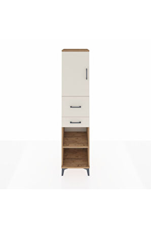 Hyperion Dolap 4 Raflı 2 Çekmeceli Tek Kapaklı 44x44x195 Çam-Aytaşı
