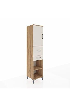 Hyperion Dolap 4 Raflı 2 Çekmeceli Tek Kapaklı 44x44x195 Çam-Aytaşı