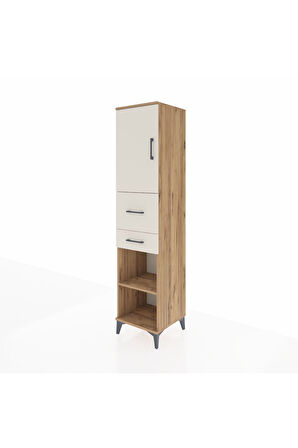 Hyperion Dolap 4 Raflı 2 Çekmeceli Tek Kapaklı 44x44x195 Çam-Aytaşı