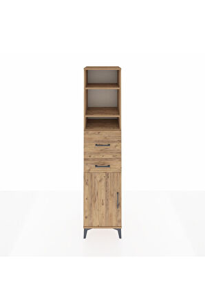 Hyperion Dolap 4 Raflı 2 Çekmeceli Tek Kapaklı 44x44x195 Çam-Çam