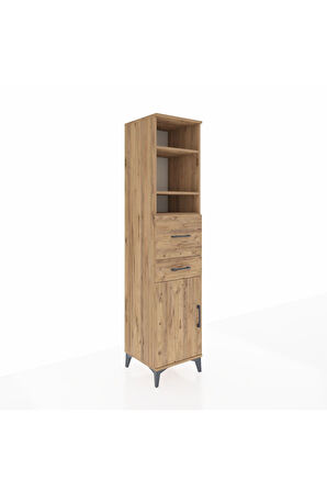 Hyperion Dolap 4 Raflı 2 Çekmeceli Tek Kapaklı 44x44x195 Çam-Çam