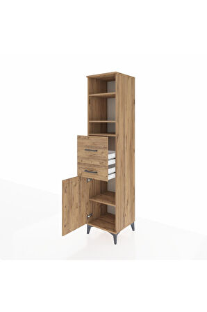 Hyperion Dolap 4 Raflı 2 Çekmeceli Tek Kapaklı 44x44x195 Çam-Çam