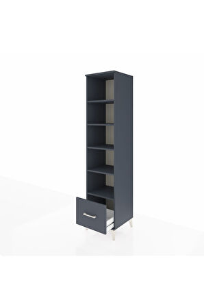 Hyperion Dolap 5 Raflı Tek Çekmeceli 44x44x195 Antrasit-Antrasit