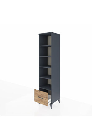 Hyperion Dolap 5 Raflı Tek Çekmeceli 44x44x195 Antrasit-Çam