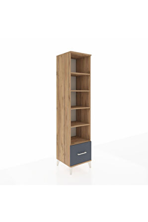 Hyperion Dolap 5 Raflı Tek Çekmeceli 44x44x195 Çam-Antrasit