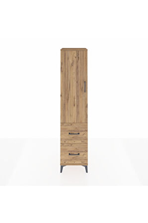 Hyperion Dolap 4 Raflı 2 Çekmeceli Tek Kapaklı 44x44x195 Çam-Çam