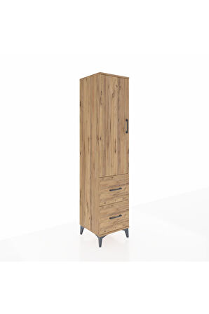 Hyperion Dolap 4 Raflı 2 Çekmeceli Tek Kapaklı 44x44x195 Çam-Çam