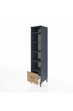 Hyperion Dolap 5 Raflı Tek Çekmeceli 44x44x195 Antrasit-Çam