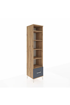 Hyperion Dolap 5 Raflı Tek Çekmeceli 44x44x195 Çam-Antrasit
