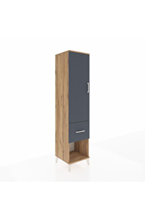 Hyperion Dolap 2 Raflı Tek Çekmeceli Tek Askılı 44x44x195 Çam-Antrasit