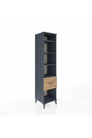 Hyperion Dolap 4 Raflı Tek Çekmeceli 44x44x195 Antrasit-Çam