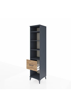 Hyperion Dolap 4 Raflı Tek Çekmeceli 44x44x195 Antrasit-Çam