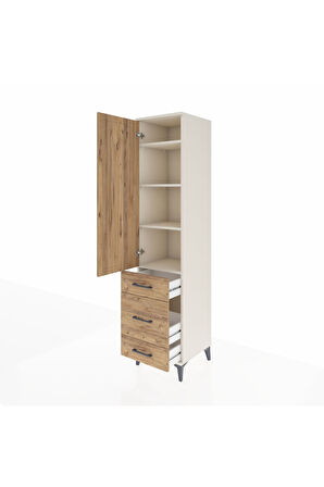 Hyperion Dolap 4 Raflı 3 Çekmeceli Tek Kapaklı 44x44x195 Aytaşı-Çam