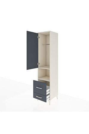 Hyperion Dolap 2 Raflı 2 Çekmeceli Tek Askılı 44x44x195 Aytaşı-Antrasit