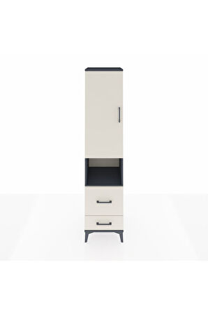 Hyperion Dolap 2 Raflı 2 Çekmeceli Tek Askılı 44x44x195 Antrasit-Aytaşı