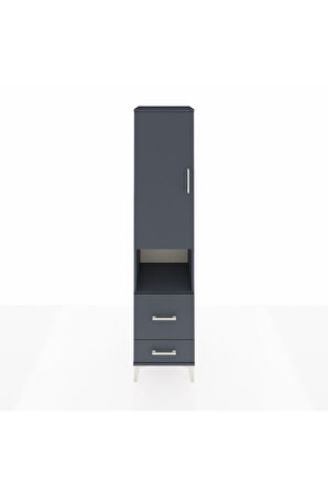 Hyperion Dolap 2 Raflı 2 Çekmeceli Tek Askılı 44x44x195 Antrasit-Antrasit