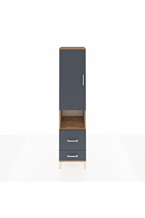 Hyperion Dolap 2 Raflı 2 Çekmeceli Tek Askılı 44x44x195 Çam-Antrasit