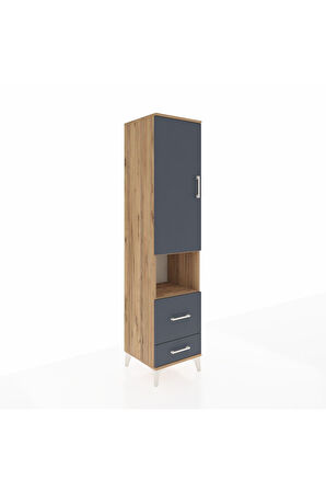 Hyperion Dolap 2 Raflı 2 Çekmeceli Tek Askılı 44x44x195 Çam-Antrasit