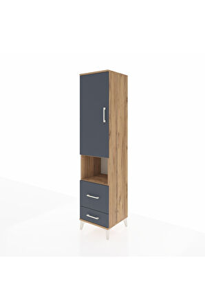 Hyperion Dolap 2 Raflı 2 Çekmeceli Tek Askılı 44x44x195 Çam-Antrasit