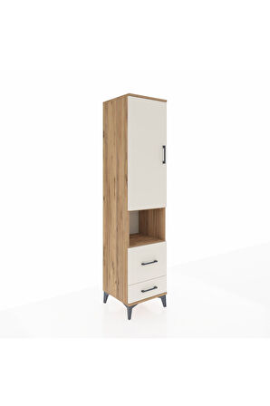 Hyperion Dolap 4 Raflı 2 Çekmeceli Tek Kapaklı 44x44x195 Çam-Aytaşı