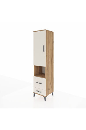 Hyperion Dolap 4 Raflı 2 Çekmeceli Tek Kapaklı 44x44x195 Çam-Aytaşı