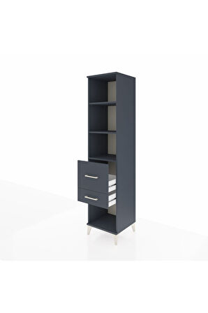 Hyperion Dolap 3 Raflı 2 Çekmeceli 44x44x195 Antrasit-Antrasit