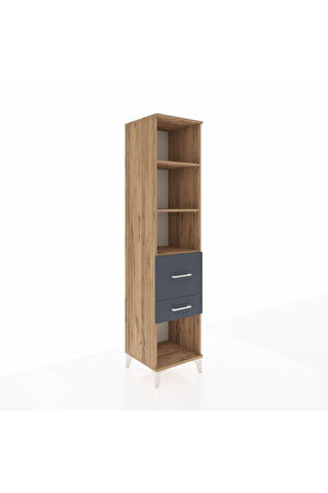 Hyperion Dolap 3 Raflı 2 Çekmeceli 44x44x195 Çam-Antrasit