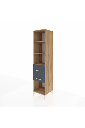 Hyperion Dolap 3 Raflı 2 Çekmeceli 44x44x195 Çam-Antrasit