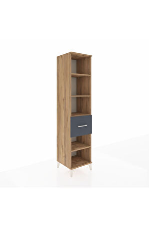 Hyperion Dolap 4 Raflı Tek Çekmeceli 44x44x195 Çam-Antrasit