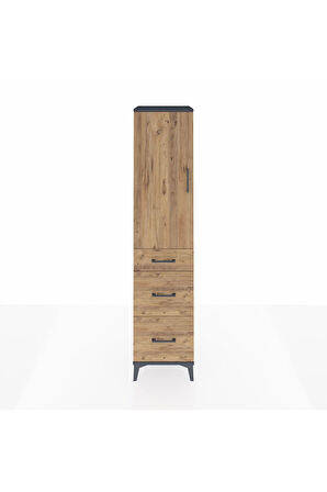 Hyperion Dolap 3 Raflı 3 Çekmeceli 44x44x195 Antrasit-Çam