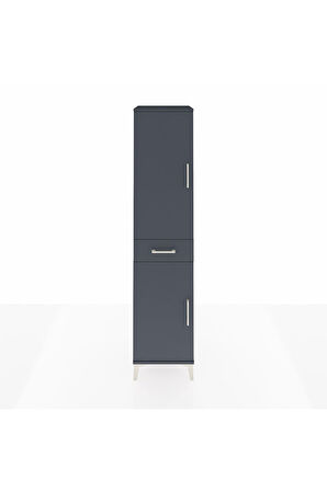 Hyperion Dolap 4 Raflı Tek Çekmeceli 2 Kapaklı 44x44x195 Antrasit-Antrasit