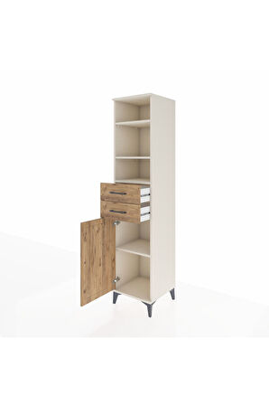 Hyperion Dolap 4 Raflı 2 Çekmeceli Tek Kapaklı 44x44x195 Aytaşı-Çam