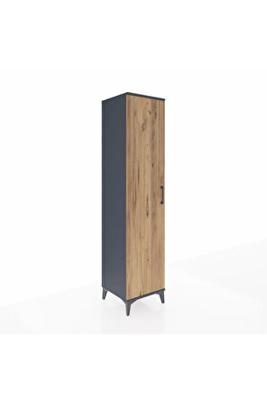 Hyperion Dolap 5 Raflı Tek Kapaklı 44x44x195 Antrasit-Çam