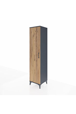 Hyperion Dolap 5 Raflı Tek Kapaklı 44x44x195 Antrasit-Çam