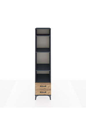 Hyperion Dolap 4 Raflı 2 Çekmeceli 44x44x195 Antrasit-Çam