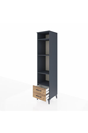 Hyperion Dolap 4 Raflı 2 Çekmeceli 44x44x195 Antrasit-Çam