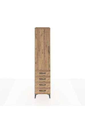 Hyperion Dolap 3 Raflı 4 Çekmeceli Tek Kapaklı 44x44x195 Çam-Çam