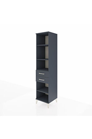 Hyperion Dolap 4 Raflı 2 Çekmeceli 44x44x195 Antrasit-Antrasit