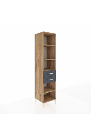 Hyperion Dolap 4 Raflı 2 Çekmeceli 44x44x195 Çam-Antrasit