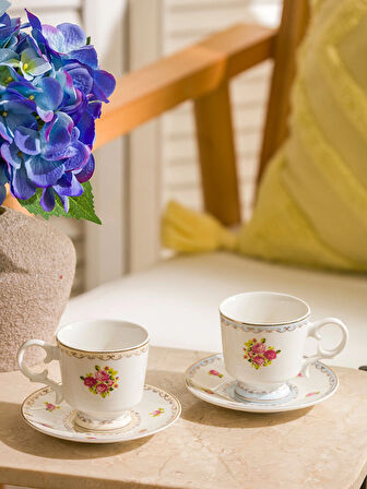 LCW HOME Karişik Çiçek Baskılı 2 Kişilik Porselen Kahve Fincan Takımı 90 ml