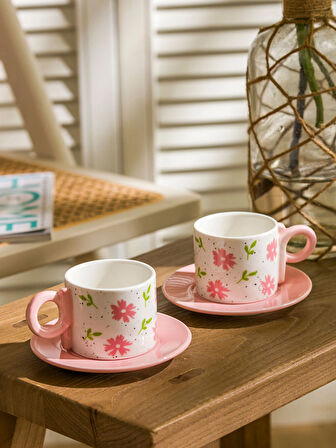 LCW HOME Karişik Çiçek Baskılı 2 Kişilik Porselen Kahve Fincan Takımı 90 ml