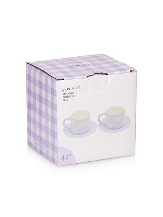 LCW HOME Lila Çiçek Baskılı 2 Kişilik Porselen Kahve Fincan Takımı 100 ml