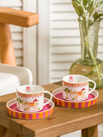 LCW HOME Karişik Baskılı 2 Kişilik Porselen Kahve Fincan Takımı 90 ml