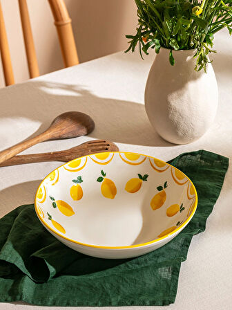 LCW HOME Sari Limon Baskılı Seramik Salata Kasesi 25 cm