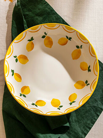 LCW HOME Sari Limon Baskılı Seramik Salata Kasesi 25 cm