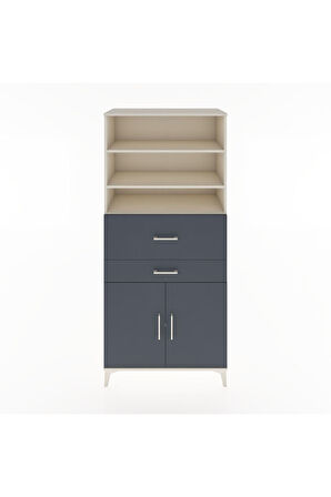 Hyperion Dolap 4 Raflı 2 Çekmeceli 2 Kapaklı 88x44x195 Aytaşı-Antrasit