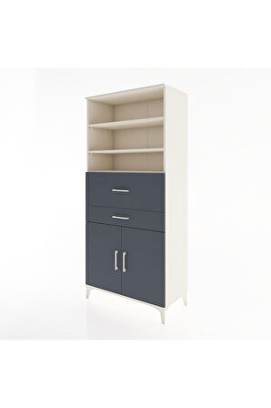 Hyperion Dolap 4 Raflı 2 Çekmeceli 2 Kapaklı 88x44x195 Aytaşı-Antrasit