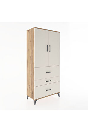 Hyperion Dolap 3 Raflı 3 Çekmeceli 2 Kapaklı 88x44x195 Çam-Aytaşı