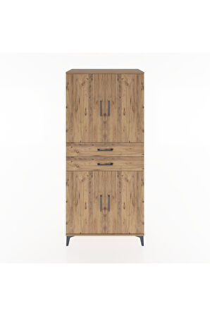 Hyperion Dolap 4 Raflı 2 Çekmeceli 4 Kapaklı 88x44x195 Çam-Çam