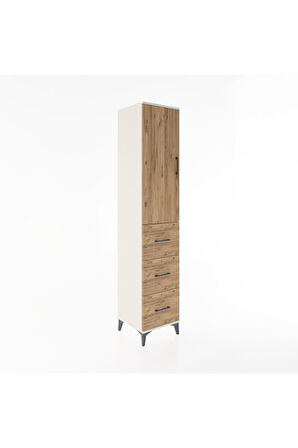 Hyperion Dolap 3 Raflı 3 Çekmeceli Tek Kapaklı 44x44x221 Aytaşı-Çam